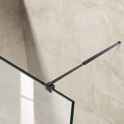 Shower Door Glass Support Bar, 26.96" to 48.54" Adjustable Stainless Steel Wall-to-Glass Shower Stabilizer Rod for 1/4", 5/16", 3/8", Matte Black
