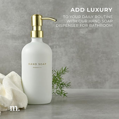 MaisoNovo Soap Dispenser 1-Piece Set | 16.9oz White Bottles with Gold Stainless Steel Pump