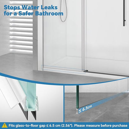 Shower Door Bottom Seal Strip, 2PCS Seal Strip, Clear PVC, 36" Length, Fits 6mm Thick Glass, Prevents Leaks, Easy Installation, No Adhesive Required (Ultra Clear & Black, 36in for 1/4"(6mm) Door)