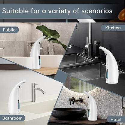 Automatic Liquid Soap Dispenser,300ML Touchless 4 Gear Adjustable,Countertop Electric Battery Operated White Hand Soap Dispenser with Sensor for Bathroom,Kitchen,Office