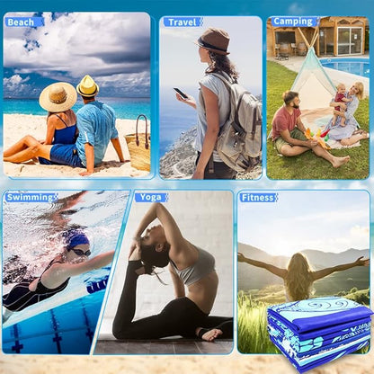 4 Pack Microfiber Oversized Lightweight Beach Towel 71"x32" XL Extra Large Thin Sand Free Towels Travel Swim Pool Yoga Gym Camping for Adults Beach Essentials Accessories Vacation Gift