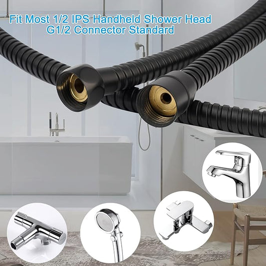 Hibbent All Metal Shower Hose, 59 Inch Stainless Steel Extra Long Bathroom Shower Hose Replacement, Anti-Twist Flexible Handheld Shower Head Hose Extension with Brass Insert & Nut, Oil Rubbed Bronze
