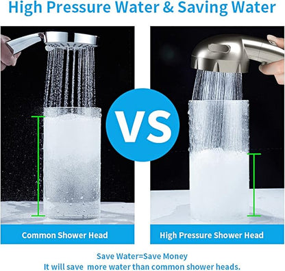 KAIYING Brushed Nickel High Pressure Handheld Shower Head with ON/OFF Switch, 3 Spray Modes, Adjustable Angle Bracket, and Hose