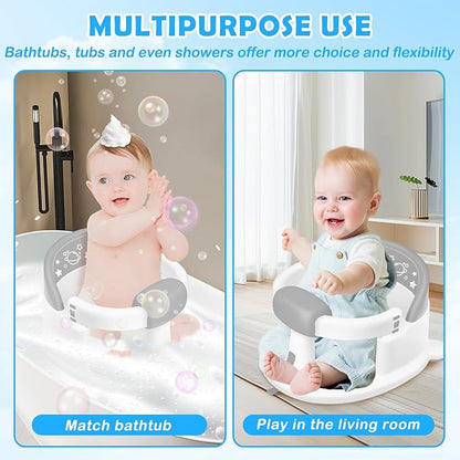 Baby Bath Seat for Babies 6 Months & up,Baby Bathtub Chair,Non-Slip Toddler Bath Support,Sit Up Bath Seat for Baby,Safe Infant & Newborn Bathtub Chair with Soft Cushion,Gray