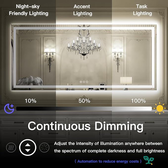 ISKM 84'' x 40'' LED Mirror for Bathroom Lighted Vanity Mirror for Wall Front Lights + Backlit LED Bathroom Mirror Anti-Fog Tempered Glass ETL Listed