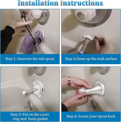 Enhon Metal Tub Spout Cover Ring, Bathroom Faucet Remodeling Wall Plate with Foam Gasket, 1-1/2 Inch ID and 3-5/8 Inch OD(Brushed Nickel)