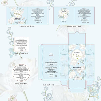 Christmas Gifts for Women, Spa Gift Baskets for Ladies 8pcs Gardenia Tulip Bath Gift Sets with Body Lotion, Spa Gifts for Mother Luxury Spa Gift Basket for Women, Relaxing Spa Birthday Gifts