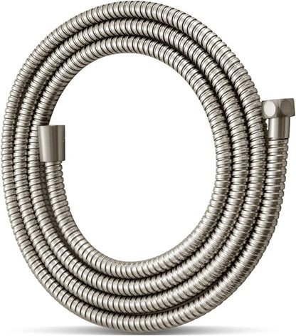 OFFO Shower Hose, 120 in Brushed Nickel Kink Free Stainless Steel Shower Hose Attachment Electroplating Handheld Head Flex Hoses Extension with Brass Insert & Nut for Pet Bathing Cleaning