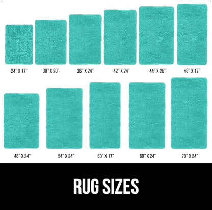 GORILLA GRIP Bath Rug Mat, Soft Absorbent Chenille, Quick Dry Microfiber Mats, Rubber Backing Washable Shower Floor Rugs, Bathmat Runner, US Designed Bathroom Home Decor Accessories 24x17, Turquoise