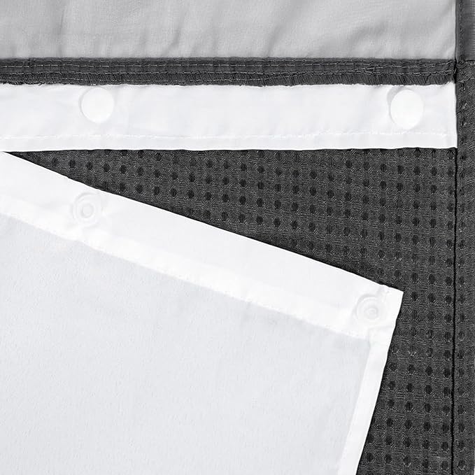 River Dream Stall Heavyweight No Hooks Required Dotted Waffle Weave Shower Curtain with Snap in Liner - 36W x 74H,Hotel Grade,Spa Like Bath Curtain,Graphite Grey