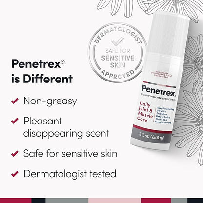 Penetrex Joint & Muscle Therapy Roll On - Soothing Gel for Back, Neck, Hands, Feet - Premium Whole Body Rub with Arnica, Vitamin B6 MSM & Boswellia - 3oz