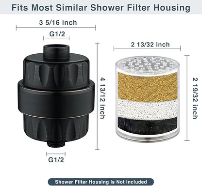 BRIGHT SHOWERS Shower Filter, High Output Shower Head Filter, 3-Stage Filtration for Hard Water & Chlorine Removal, Improves Skin, Hair & Nails, Universal Fit, Oil Rubbed Bronze