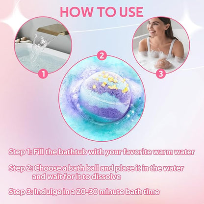 12PCS Bubble Bath Bombs Gift Set,Natural Handmade Bathbombs,Moisturizing Relaxing Shower Bombs,Organic Bath Bomb Kit Spa Gifts for Women,Men,Mom,Girls Boys and Birthday