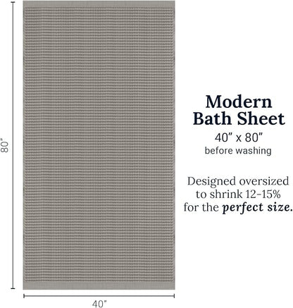 GILDEN TREE Waffle Bath Sheet Quick Dry Towel, Thin Luxury Bath Towels, 40x80 Large Bath Towels 2 Pack Bath Sheets, Modern Style (Pewter)