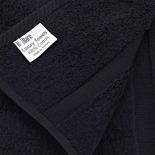 Luxury Hotel & Spa Quality, Quick Dry 100% Turkish Cotton 700 GSM, Eco Friendly Towel, for Bathroom, Gymand Kitchen Dobby Border Soft Hand Towel Set 16 X 30, Black, Hand Towels - Set of 6
