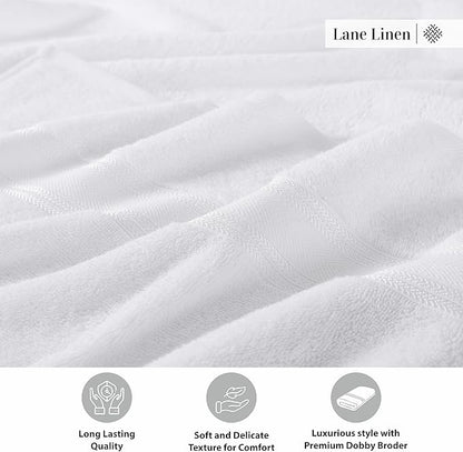 LANE LINEN 100% Cotton 4 Pack Bath Towels (30"x60") - Zero Twist, Cotton - Large Towels for Bathroom - Quick Drying, Highly Soft & Absorbent Shower Towel Set - Hotel & Spa Quality - White Towel Set