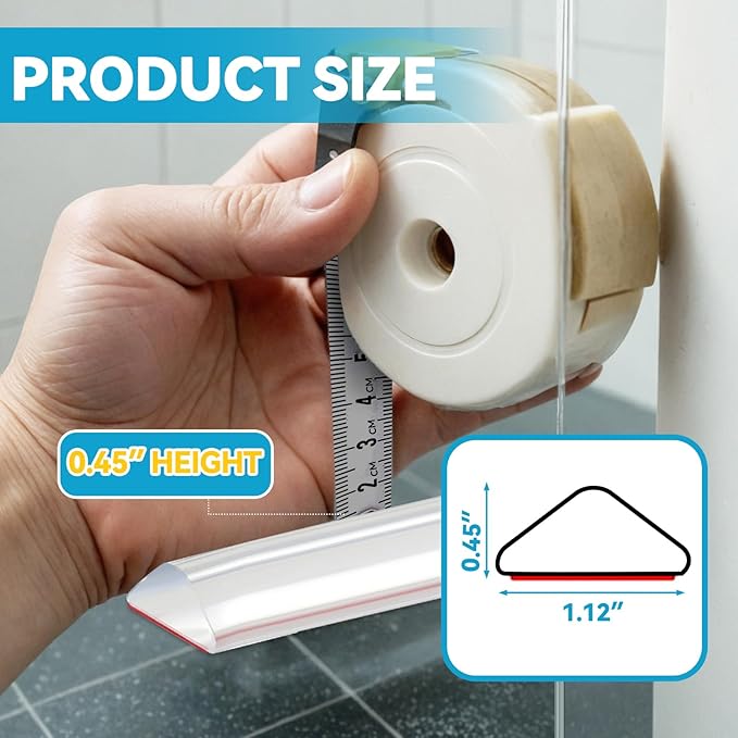 67'' Collapsible Shower Threshold Water Dam Shower Barrier Keeps Water Inside Threshold Dry and Wet Separation Retention System Suitable for Bathroom Kitchen Sink Bathtub