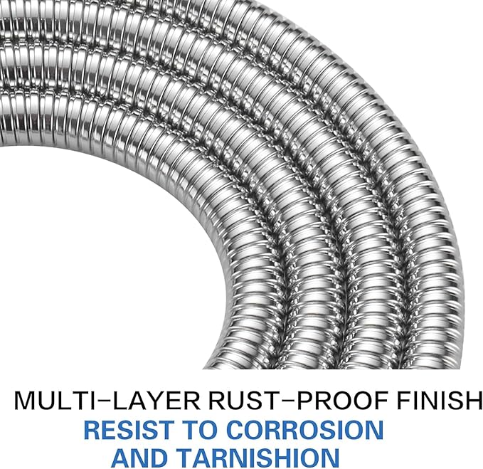 RUMOSE 79 inches Shower Hose Extra Long Stainless Steel Shower Tube Attachment Flexible Handheld Shower Sprayer Hose, Polished Chrome