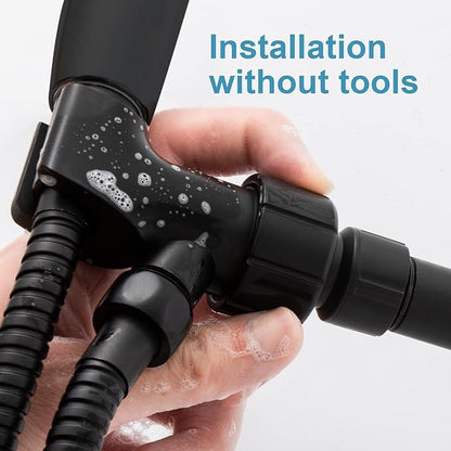 OFFO Shower Head Holder for Handheld Shower Head, Adjustable Shower Arm Mount for Connecting Shower Arm and Shower Hose, 1/2 Inch IPS Female Inlet and Male Outlet, Matte Black Finish