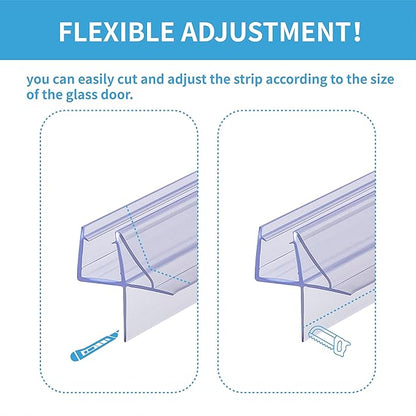 Shower Door Bottom Seal 2-Pack 1/4" x 36" Frameless Glass Shower Door Seal Strip Stop Leaks and Create a Water Barrier Replacement Shower Cubicle Screen Seal Strip