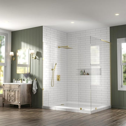 Lava Odoro Modern 2-Setting Square Shower System with Rain Shower Head and Handheld Spray Gold, Rainfall Shower Faucet Set Gold, Shower Valve and Trim Kit, Brushed Gold, SF103-SG