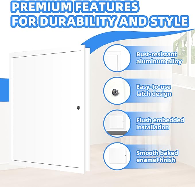 20" x 20" Metal Access Panel, 1MM Thickened Access Panel for Drywall, Aluminum Access Panel for Walls and Ceilings, Rust-Resistant and Easy-to-Install Drywall Access Panel