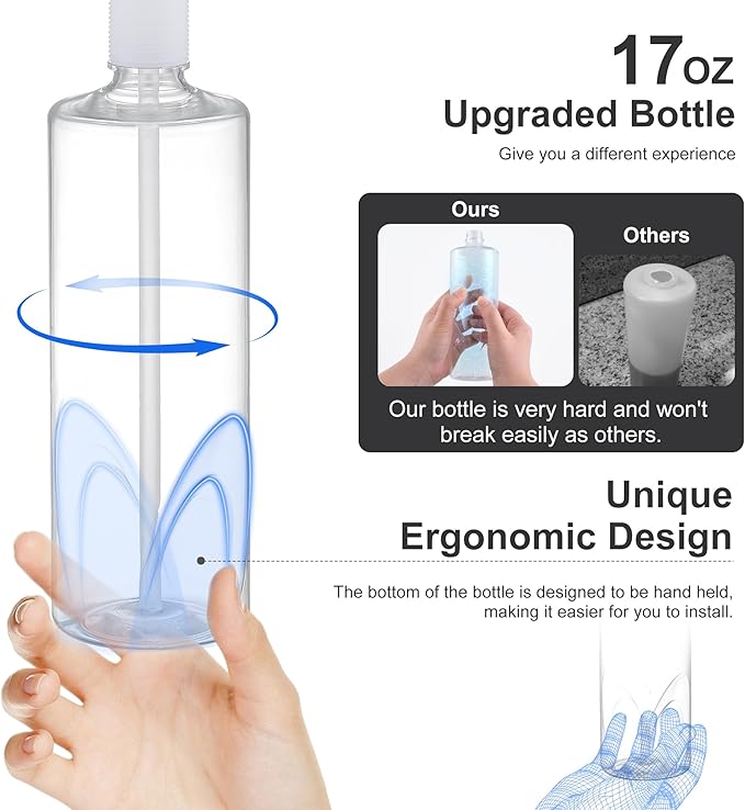 GAGALIFE Kitchen Sink Soap Dispenser Gold, Built in Soap Dispenser with 17 OZ Bottle, Refill from The Top, Liquid Dispenser for Kitchen Sink