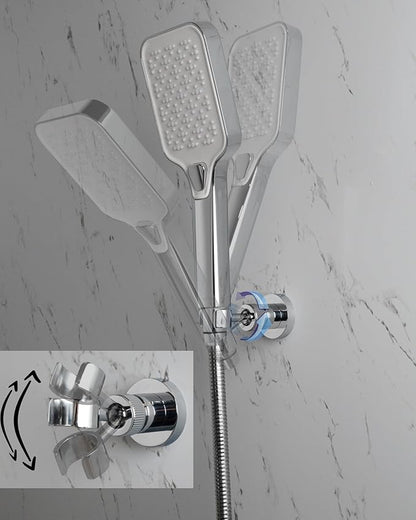 PHASAT Handheld Shower Head Holder Adjustable Solid Brass Handheld Shower Head Bracket Holder Wall Mount,Shower Wand Holder Chrome,A13023C