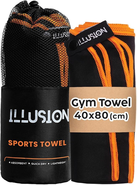 illusion Small Microfiber Gym Towels for Men and Women Active Sports (32" L x 16''W)-Lightweight Quick Dry Gym Towel for Sweat-Workout Towels Ideal for Yoga, Camping, Running, and Outdoor Activities