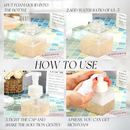 Domensi 12 Pcs Foam Pump Bottle Foaming Soap Dispenser Empty Travel Foaming Dispenser 8.5 oz Refillable Hand Soap Plastic Pump Bottle Travel Clear Container for Bathroom Vanities (Black,White)