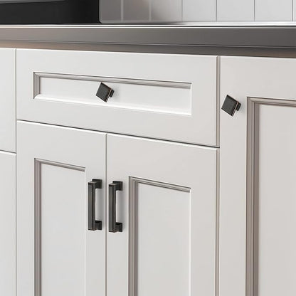 Ravinte Hardware 10 Pack Kitchen Cabinet Pulls Square Drawer Single Hole Handles Oil Rubbed Bronze for Cupboard Gold Dresser Solid