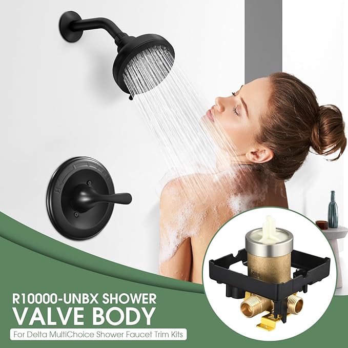 Shower Valve Body for Delta 13,14,17 or 17T Series Trim Kits, Universal Multifunction Rough in Shower Valve,Brass Body
