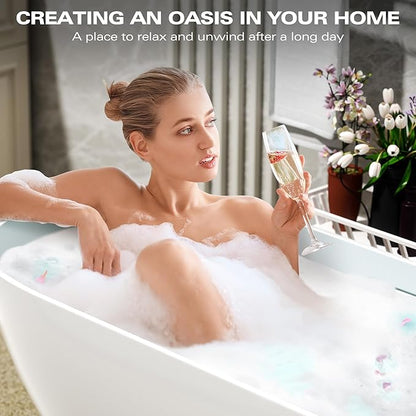 Abruzzo 63" Freestanding Bathtub Solid Surface - Oval Stone Resin Soaking Tub with Overflow & Pop-Up Drain, cUPC Certified Matte White, Heavy Duty for Modern Bathroom