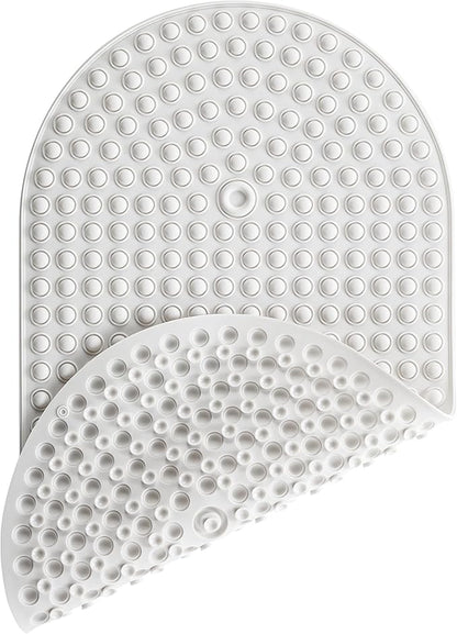 Silicone Bath Mat for Tub Non Slip, Bubble Massage Anti Slip Shower Mat with 27 x 15 Inches for Easy Storage, Washable Bathtub Floor Mats for All Ages, White, Oval