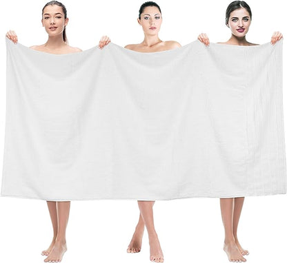 American Soft Linen 35x70 Jumbo Large Bath Towels, 600 GSM 100% Cotton Turkish Bath Sheet, Oversized Luxury Bath Towels for Bathroom Beach and Pool, White