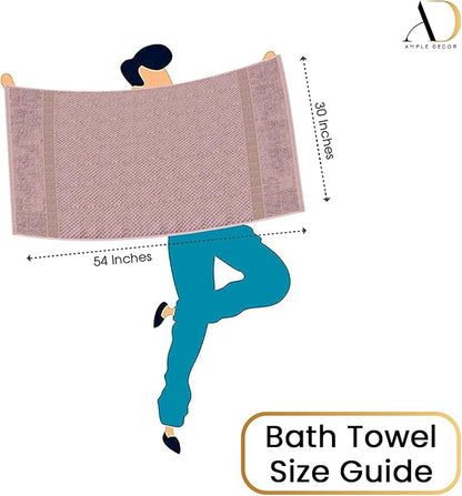 Ample Decor 100% Cotton Soft Pink Bath Towel for Bathroom Set of 4 Popcorn Textured - Super Soft, Quick-Dry, Highly Absorbent, Lightweight, Machine Washable - Mulaayam Collection - 30 X 54 Inch