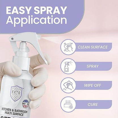 Fixture Shield Home Ceramic Coating Spray (8 oz) - SiO₂ Hydrophobic Protection for Kitchen & Bath | Repels Fingerprints, Stains & Hard Water | Extra Strength Formula | Made in USA