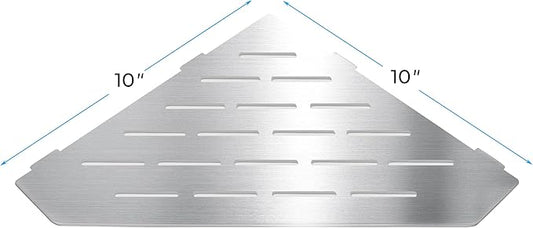 FerdY 2-Pack 10" Brushed Nickel Recessed Corner Shower Shelf, for Tiled Bathroom Walls, 304 Stainless Steel Floating Shelf, Shower Caddy Storage Shelves, No Drilling Required, Striped Diamond