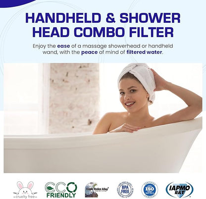 Crystal Quest Luxury Handheld Shower Power Filtration System - Chrome - BPA Free | 1.25-2.5 GPM | Reversible Cartridge | Great for Dechlorination