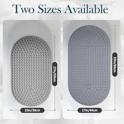 Silicone Push Pop Bath Mat with 391 Suction Cups,33x17.3 Inch Non-Slip Tub Mat for Adults, Superior to Foldable Mats for Safety & Stability with Drain Holes, Gray Thickend Soft Shower Mat