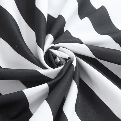 Black Shower Curtain, Modern Black and White Stripe Waterproof Polyester Shower Curtains for Bathroom, 72x72 Inches