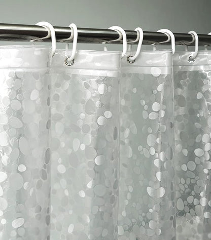 AooHome 54x72 Inch Stall Size Shower Curtain Liner, EVA Shower Curtain 3D Pebble Pattern Narrow Shower Liner, Heavy Duty, Water Repellent, Semi Transparent