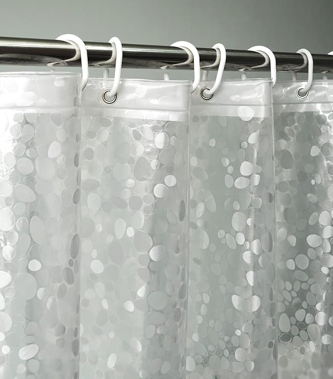 AooHome 36x72 Inch Stall Size Shower Curtain Liner, EVA Shower Curtain 3D Pebble Pattern with 3 Bottom Magnets, Heavy Duty, Water Repellent, Semi Transparent