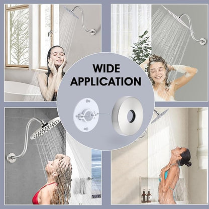Shower Head Arm 10 Inch Brushed Nickel, RAINREVIVE S Shaped Shower Head Extender Arm with Flange