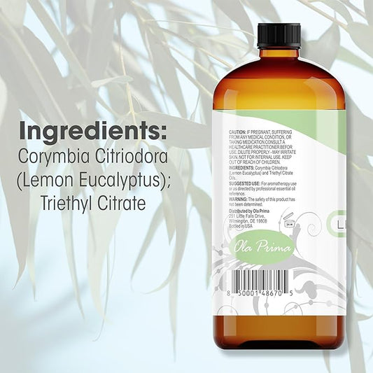 Ola Prima Lemon Eucalyptus Essential Oil - Therapeutic Grade Aromatherapy Oil for Diffuser, Cleaning (16oz Bulk)