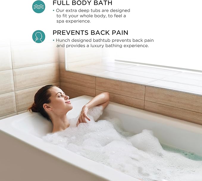 Fine Fixtures Acrylic, Fiberglass Alcove Soaking Bathtub with Integral Apron Front - Drain Included (72" x 32", Right Hand, White)