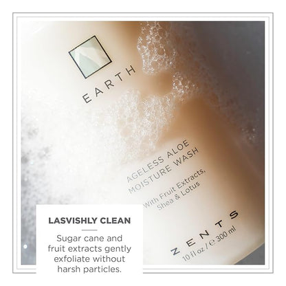 Zents Hand & Body Wash (Earth Fragrance) | Hydrating Anti-Aging Cleanser with Organic Shea Butter & Aloe for Dry Skin | Gentle & Nourishing | 10 fl oz