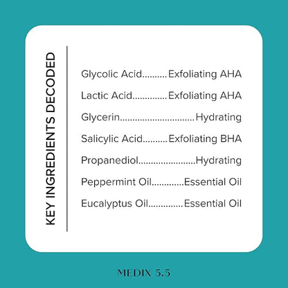 Medix 5.5 Glycolic Acid + Lactic Acid Exfoliating Body Wash Gel | KP Bump Eraser | AHA Exfoliant Skin Care Body Cleanser | Keratosis Pilaris & Acne | Anti Aging AHA Foaming Body & Face Wash, 2-Pack
