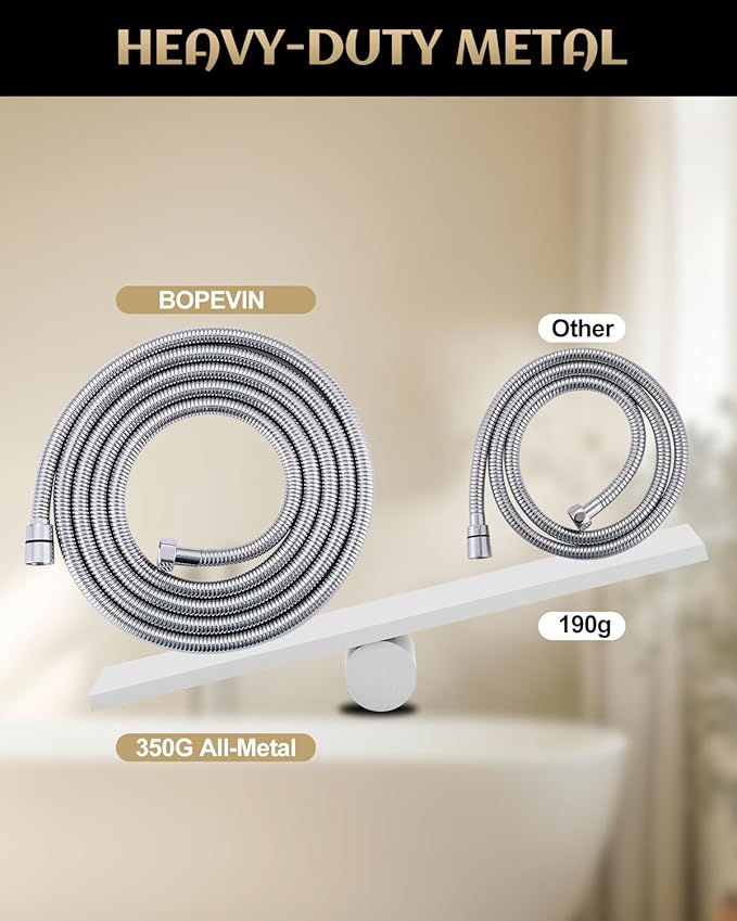 Shower Hose Replacement 118 Inch Extra Long, Stainless Steel Flexible Extension for Handheld Shower Heads, G1/2 Universal Fitting, Chrome