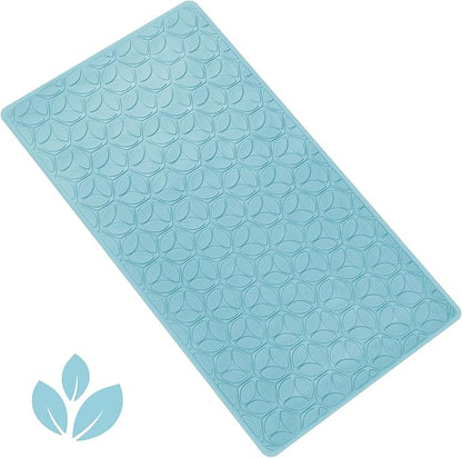 WRISIN Bathtub Mat Non Slip with Suction Cups - 100% Rubber Bathroom Mat Textured for Bath Tub Shower Safety - Soft on Touch - BPA/PVC Free - Pet Dog Bath Mat - Machine Washable - 16 × 28 Inch（Blue）
